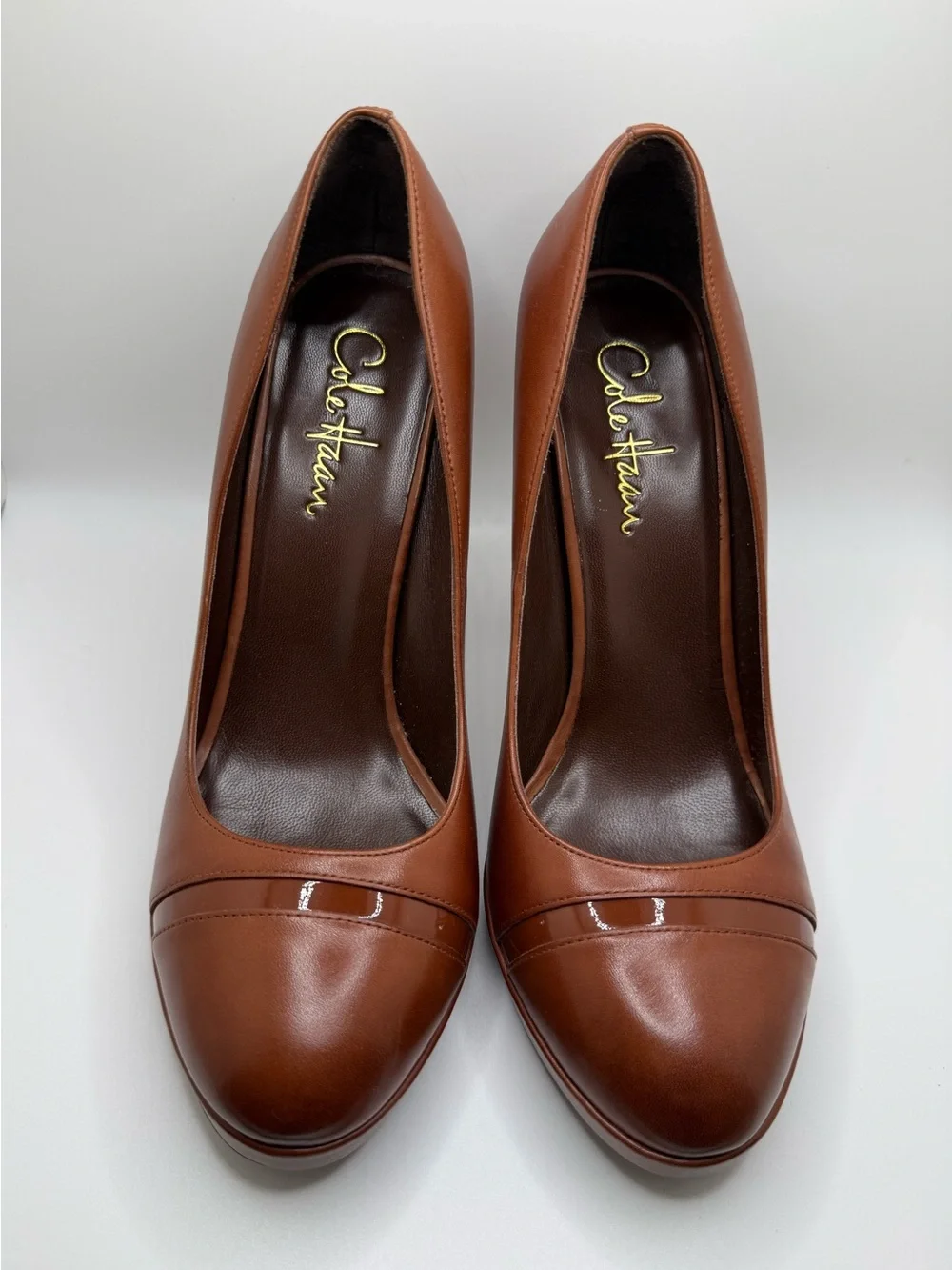 Cole Haan Tonya Cap Toe Pump II Brown Leather Heels 7.5